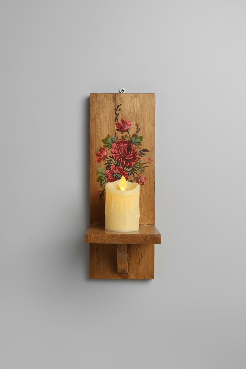 Wooden Candle Stand (wooden finish)